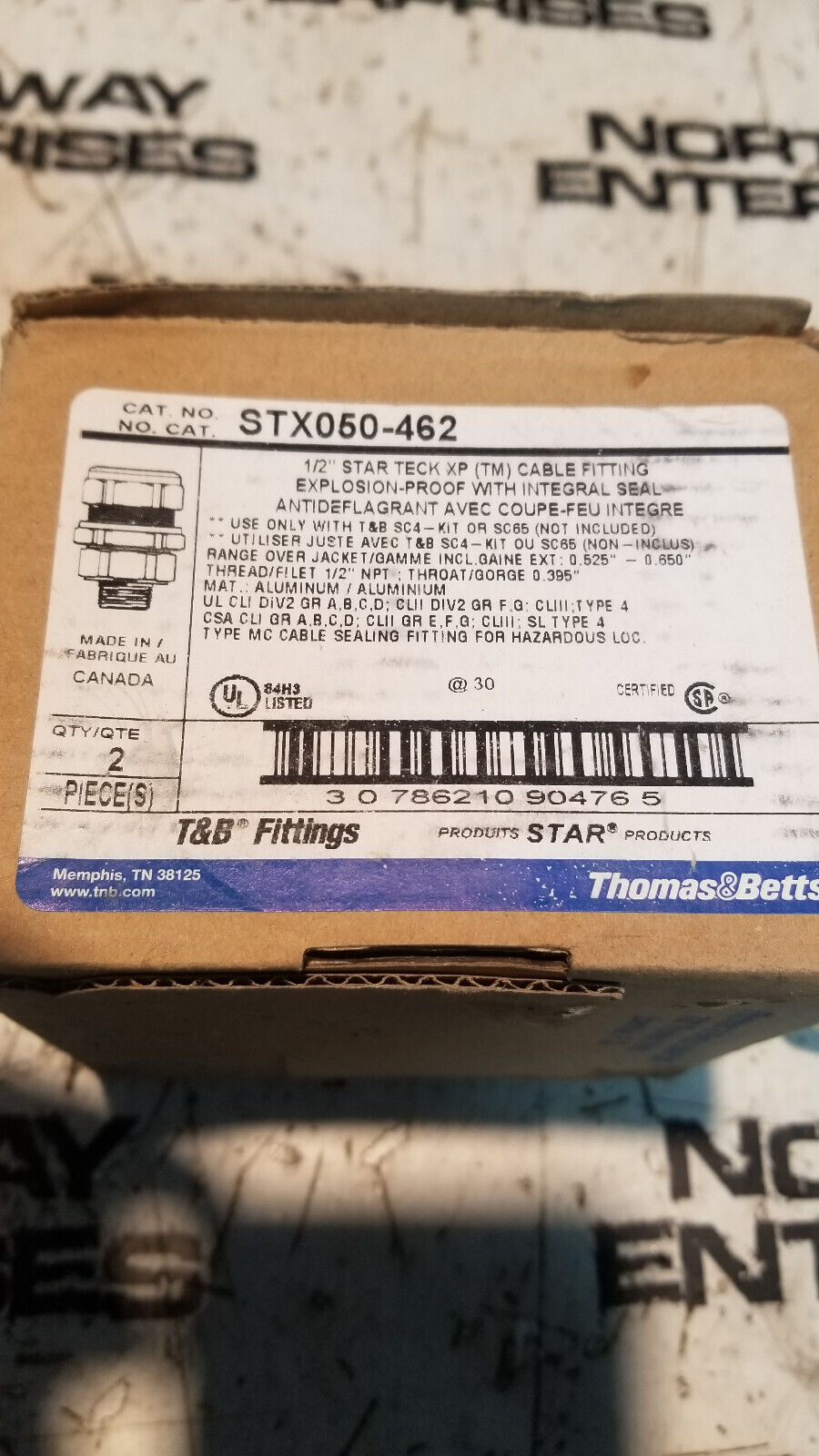 Thomas & Betts STX050-462, Exp Proof Cable Terminator, 1/2 In .525-.650, 2 PACK