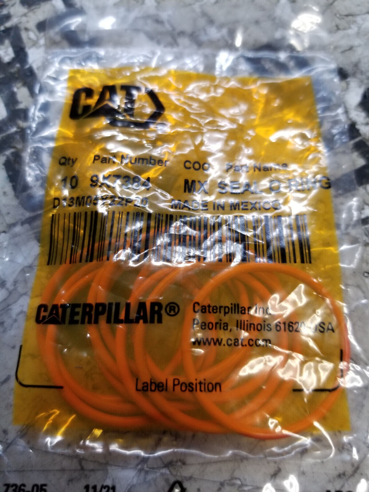 PACK OF 10 SEALS - 9X-7384 1.78 x 26.7mm 78A HNBR O-Ring 9X7384