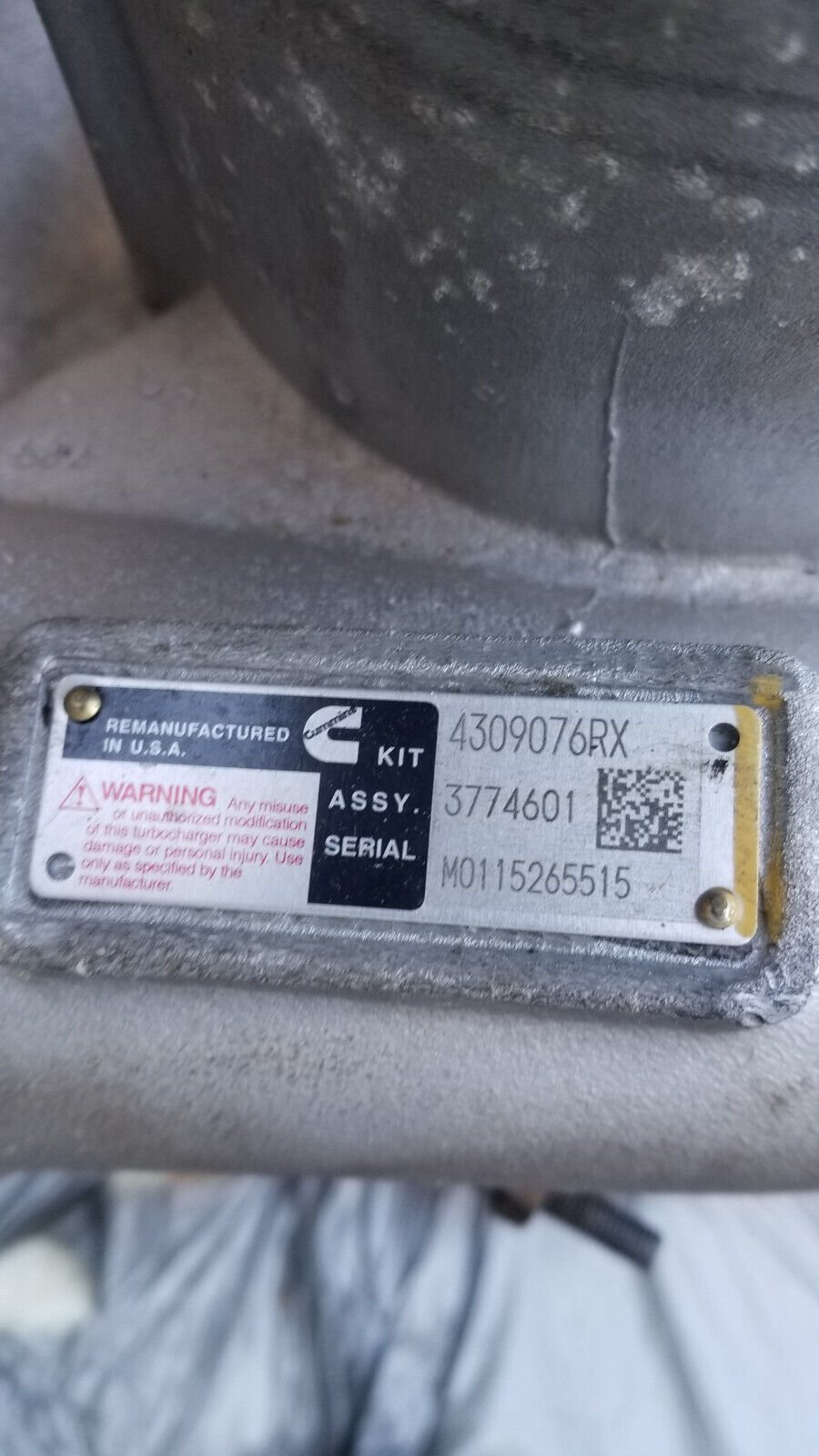 4309076RX 3774601 CUMMINS ISX HE561VE TURBOCHARGER, OEM HOLSET BRAND NEW NO CORE