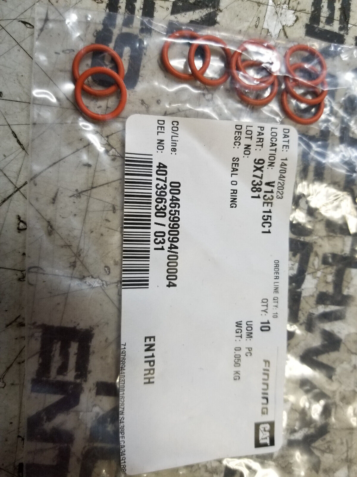 PACK OF 10 SEALS - 9X-7381: 1.78 x 10.82mm 78A HNBR O-Ring 9X7381