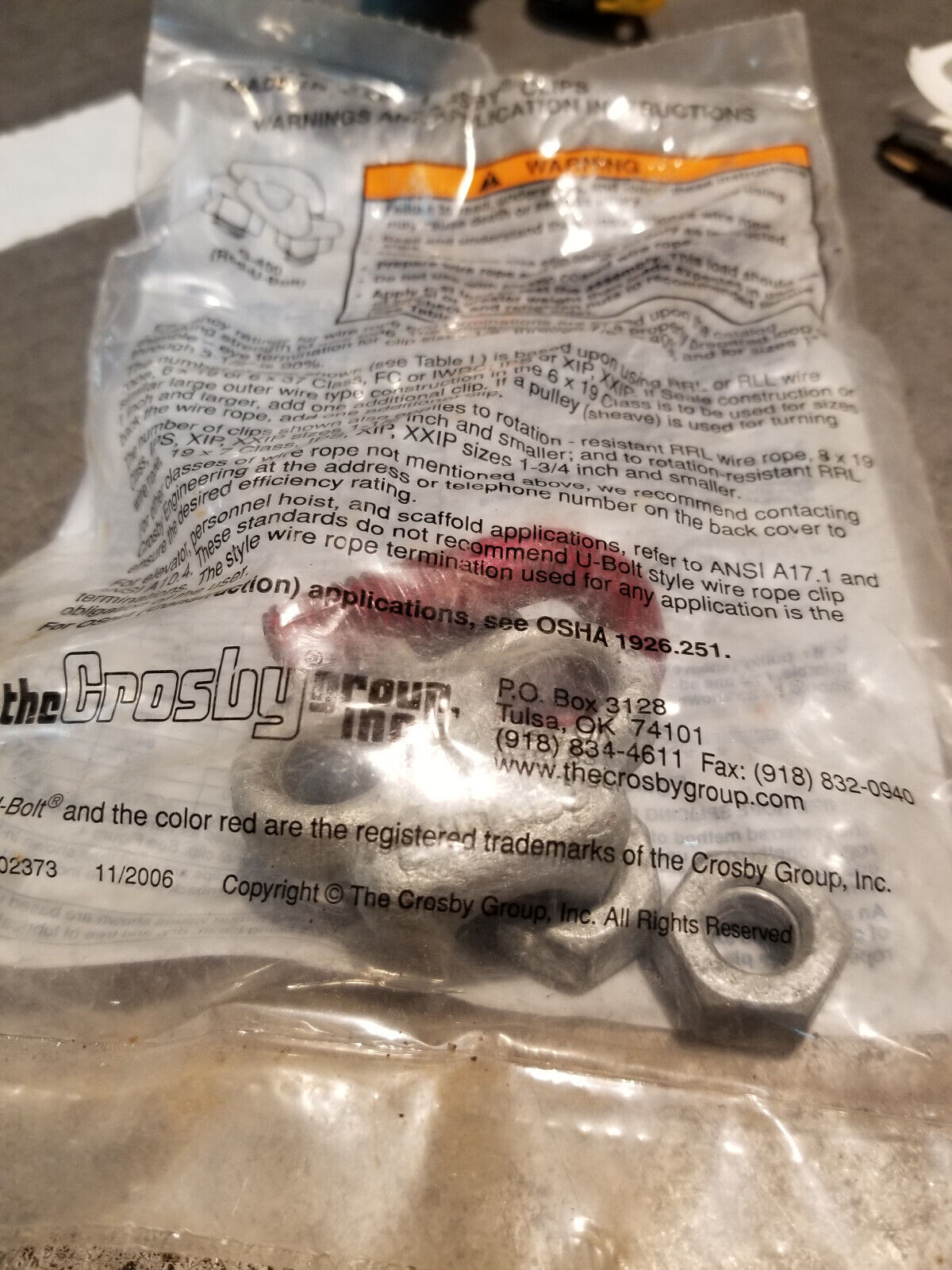 NEW Crosby Clip G-450 Size 3/8 RED U-BOLT G450 101097