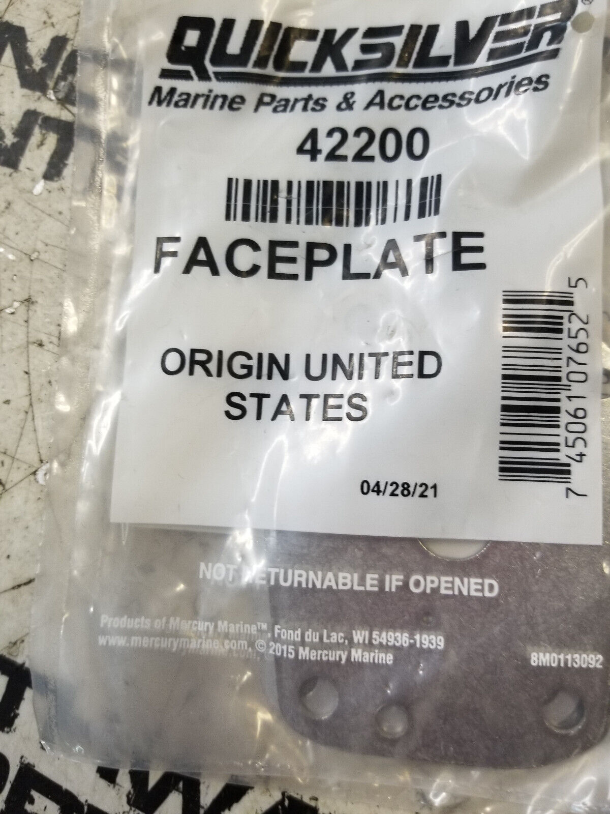 Mercury Mercruiser Quicksilver OEM Part # 42200 FACEPLATE