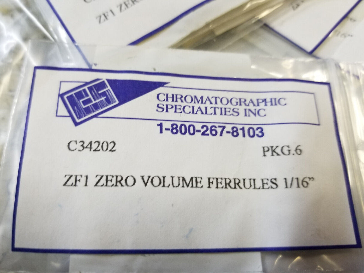 6-PACK - C34202 Ferrule, ZDV, 1/16", ZF1-10, 303SS Chromatographic Specialties