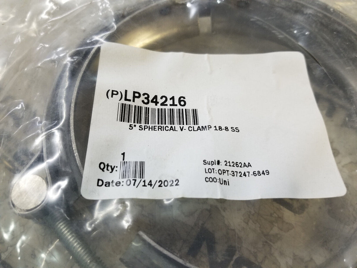 V-Clamp LP34216 5" Spherical V-Clamp 18-8 SS. F1