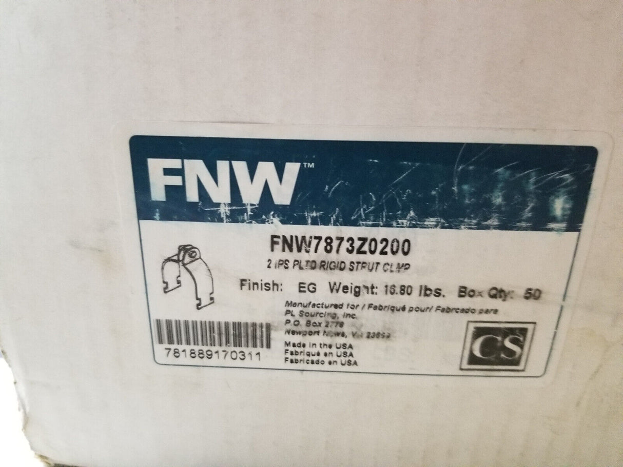 BOX OF 25PC FNW7873Z0200 7873 2 in. Electroplated Zinc Steel Strut Pipe Clamp