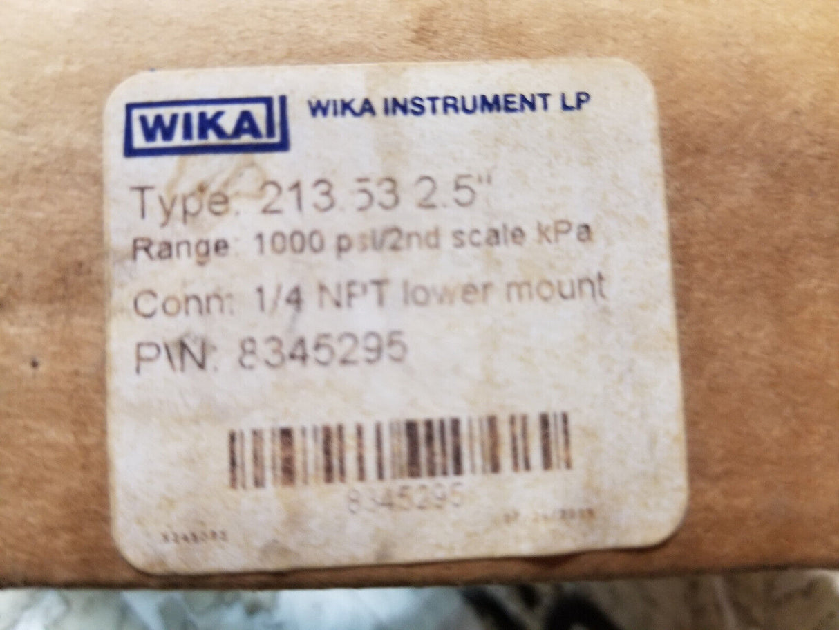 8345295 WIKA Mechanical Pressure Gauge, 2-1/2" Dial