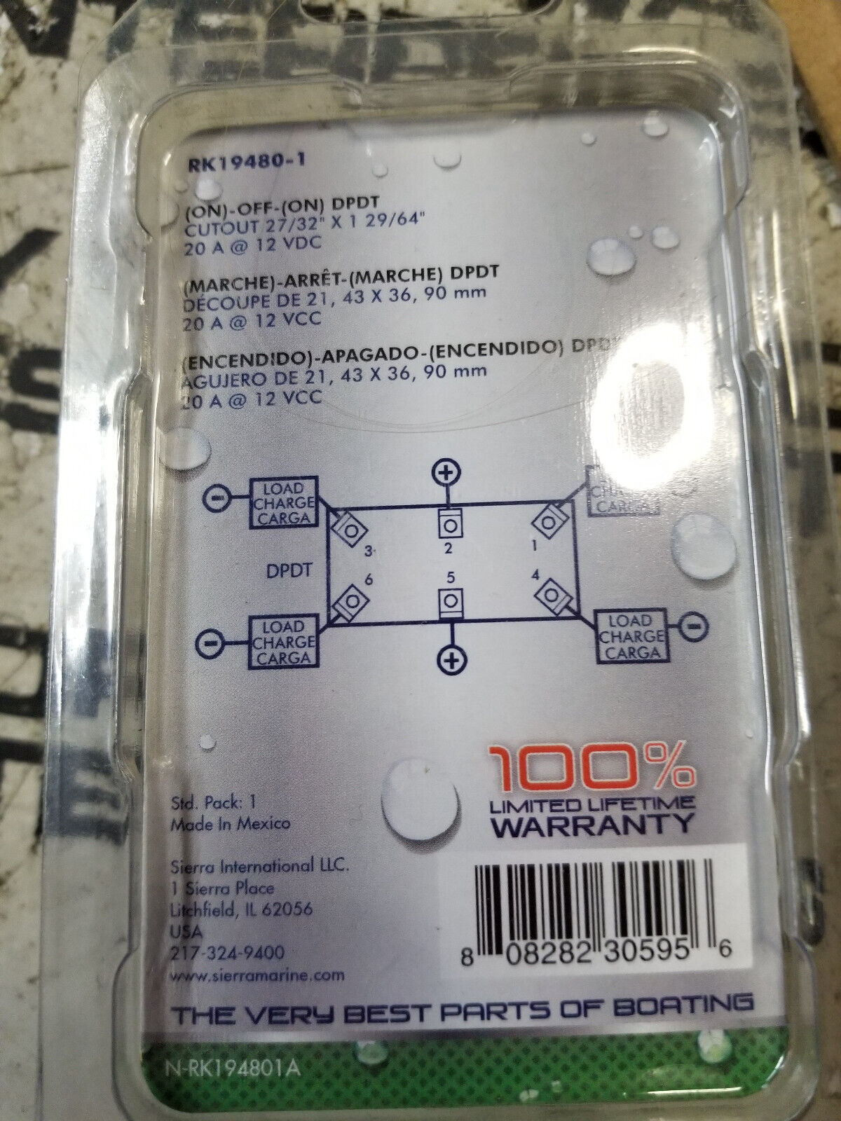 Sierra Contura II Momentary On/Off/Momentary On DPDT Rocker Switch RK19480-1