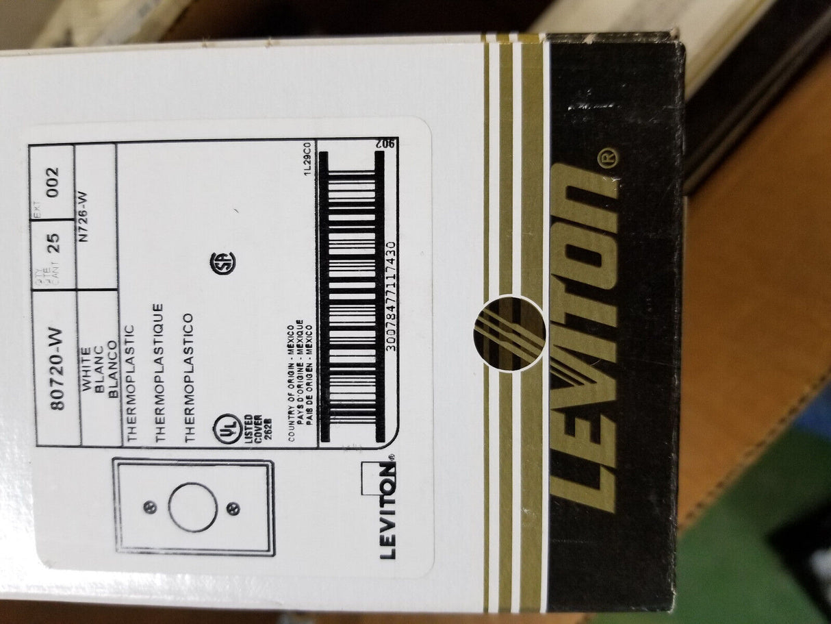 1 BOX OF 25PC - LEVITON 002-80720-W 1-Gang 1 Single Receptacle Nylon Wall Plate