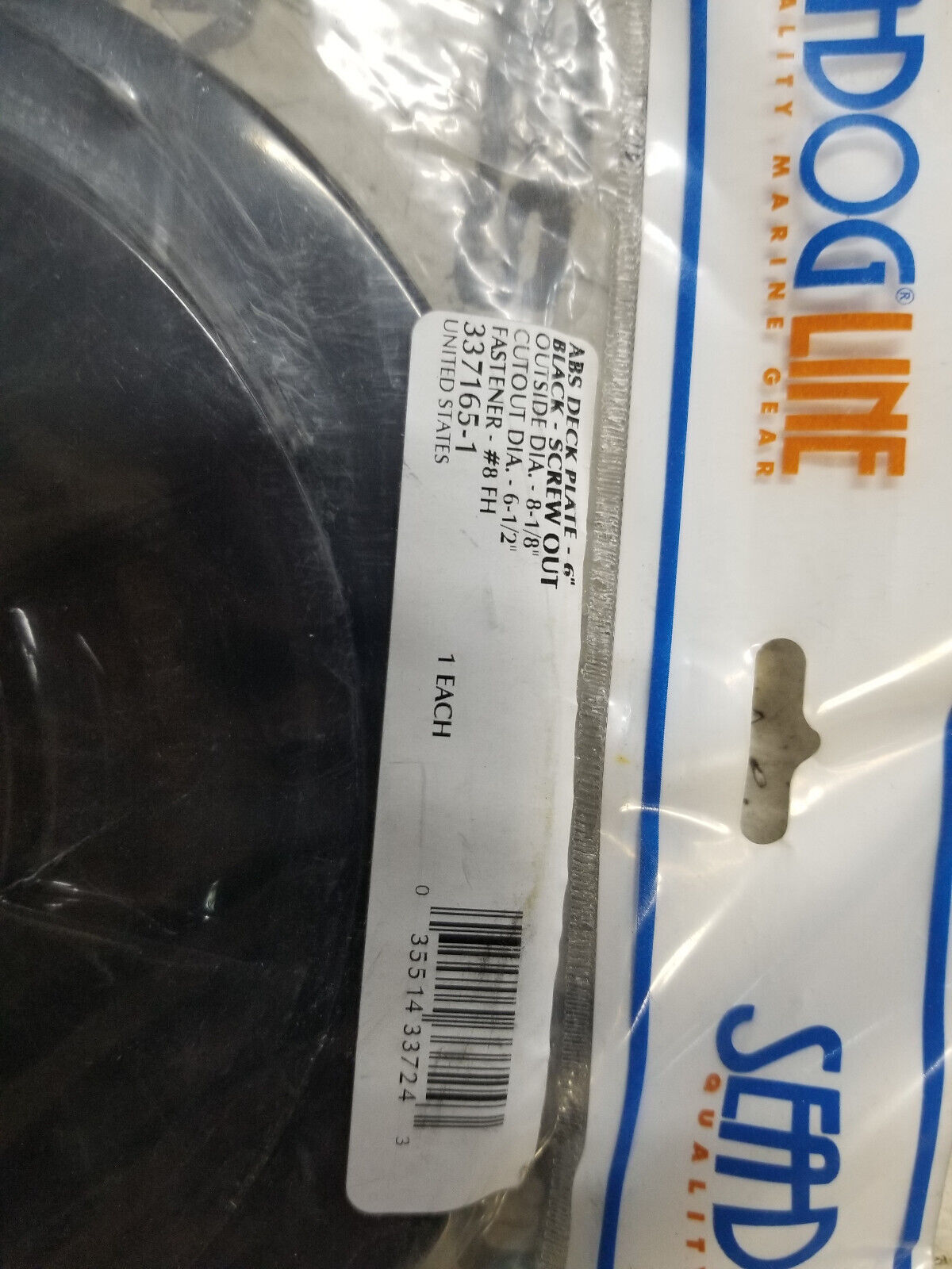 Sea-Dog 6" Deck Plate Black #337165-1 337165