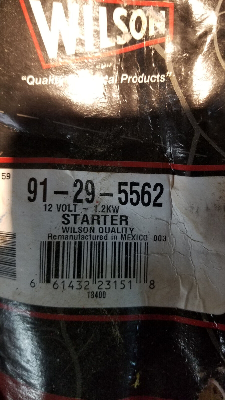 WILSON 91-29-5562 12V 1.2KW STARTER