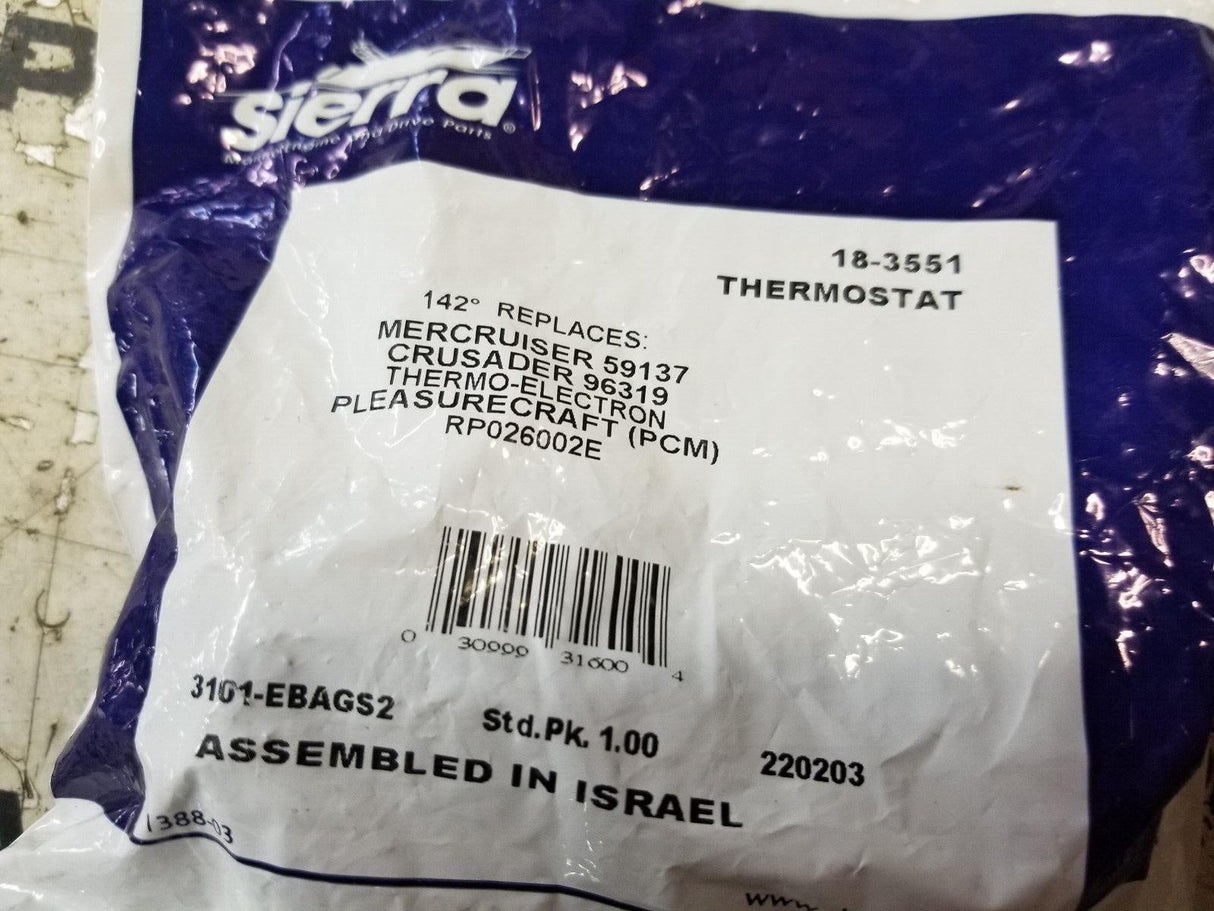 Sierra 18-3551 142 Degree Thermostat Replaces Mercury 59137