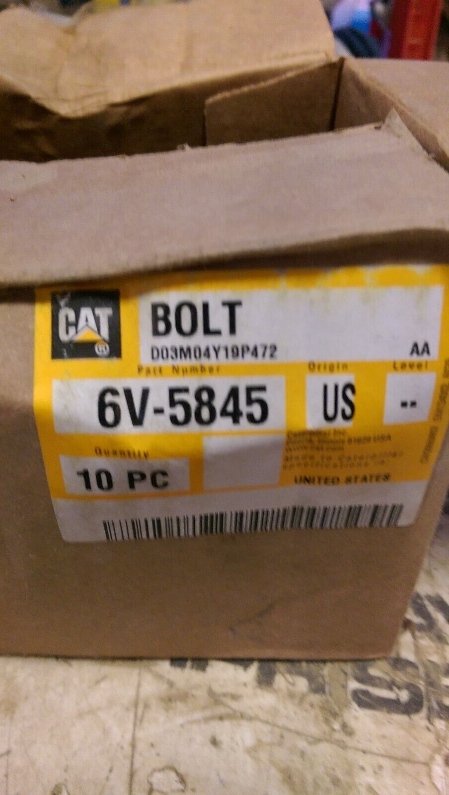 CATERPILLAR 6V-5845: BOLT LOT OF 10 BOLTS