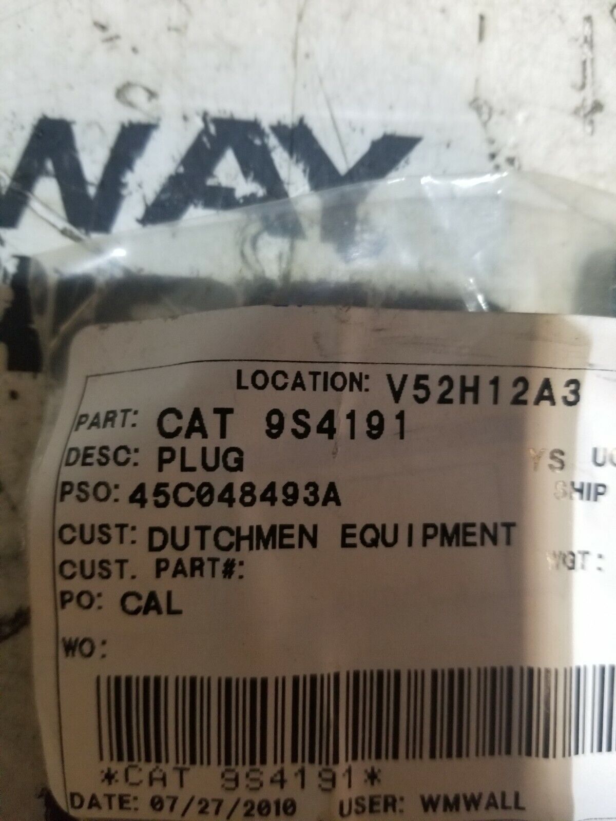 CATERPILLAR 9S4191 PLUG