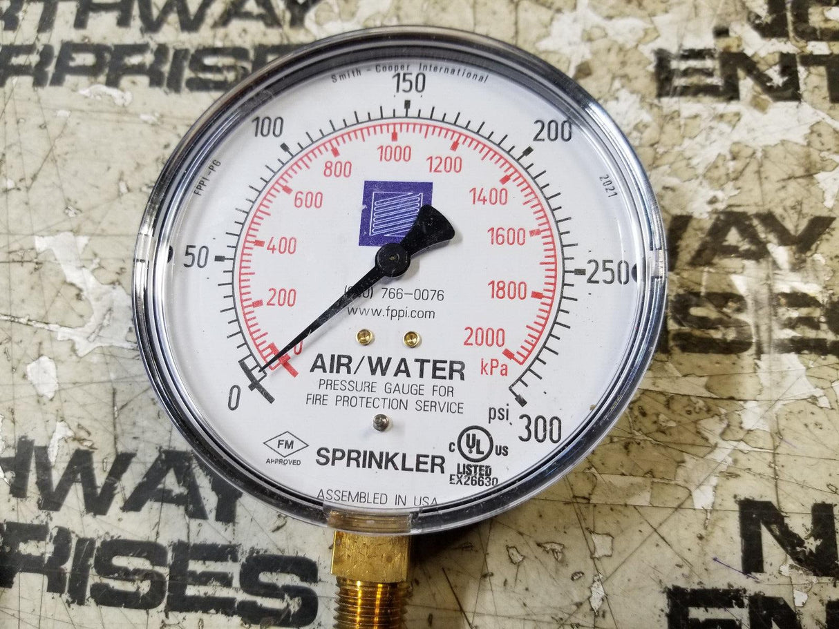 11-553-00A FPPI Air/Water Fire Sprinkler Pressure Gauge 0-300PSI