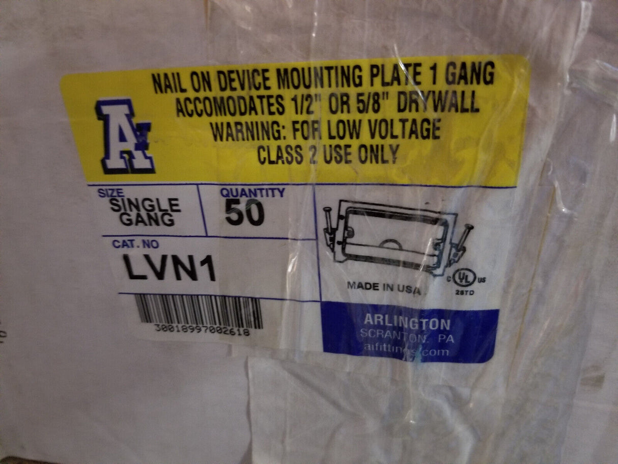 BOX OF 43PC ARLINGTON LVN1 NC Nail-On Single Gang Low Voltage Wall Plate