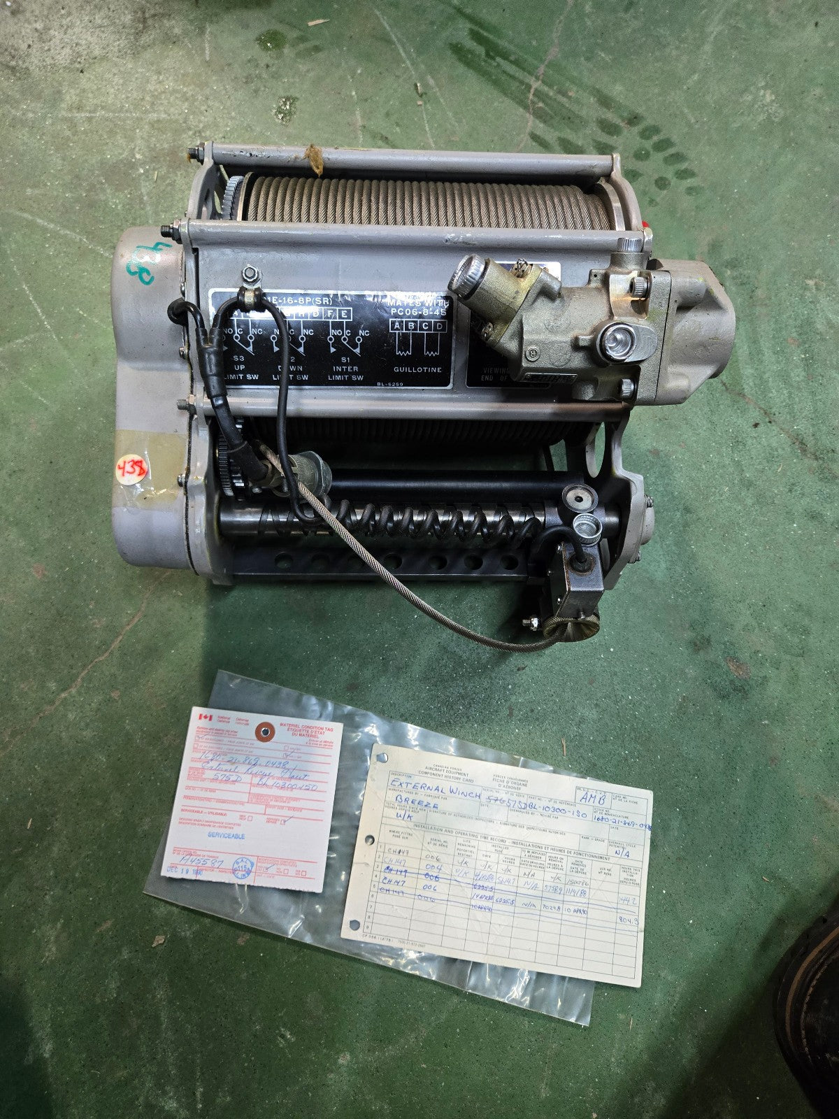 BREEZE CORPORATION RESCUE WINCH ASSEMBLY BL-10300-150 REF 438
