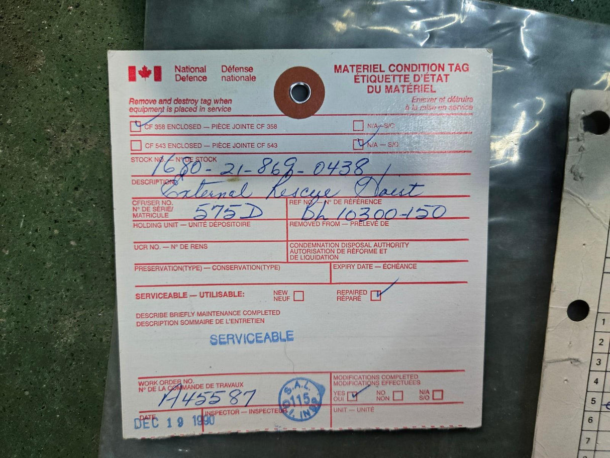 BREEZE CORPORATION RESCUE WINCH ASSEMBLY BL-10300-150 REF 438