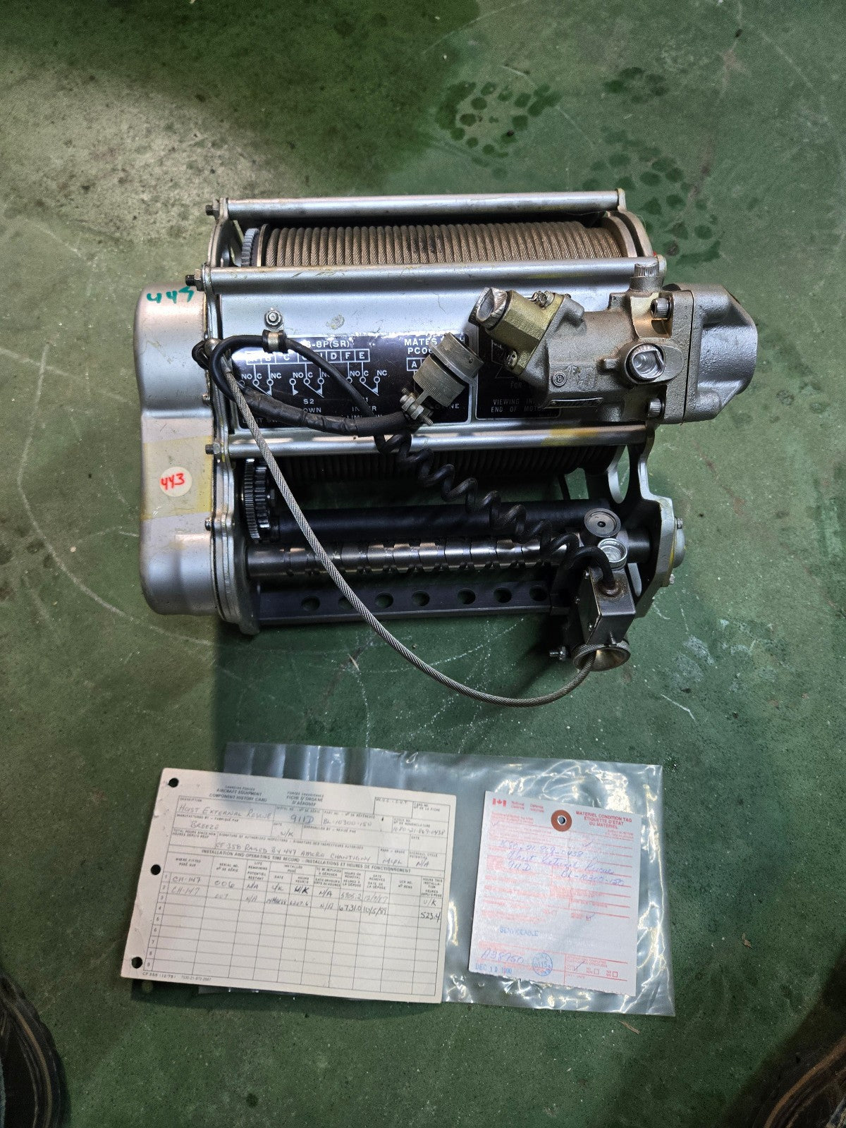 BREEZE CORPORATION RESCUE WINCH ASSEMBLY BL-10300-150 REF 443
