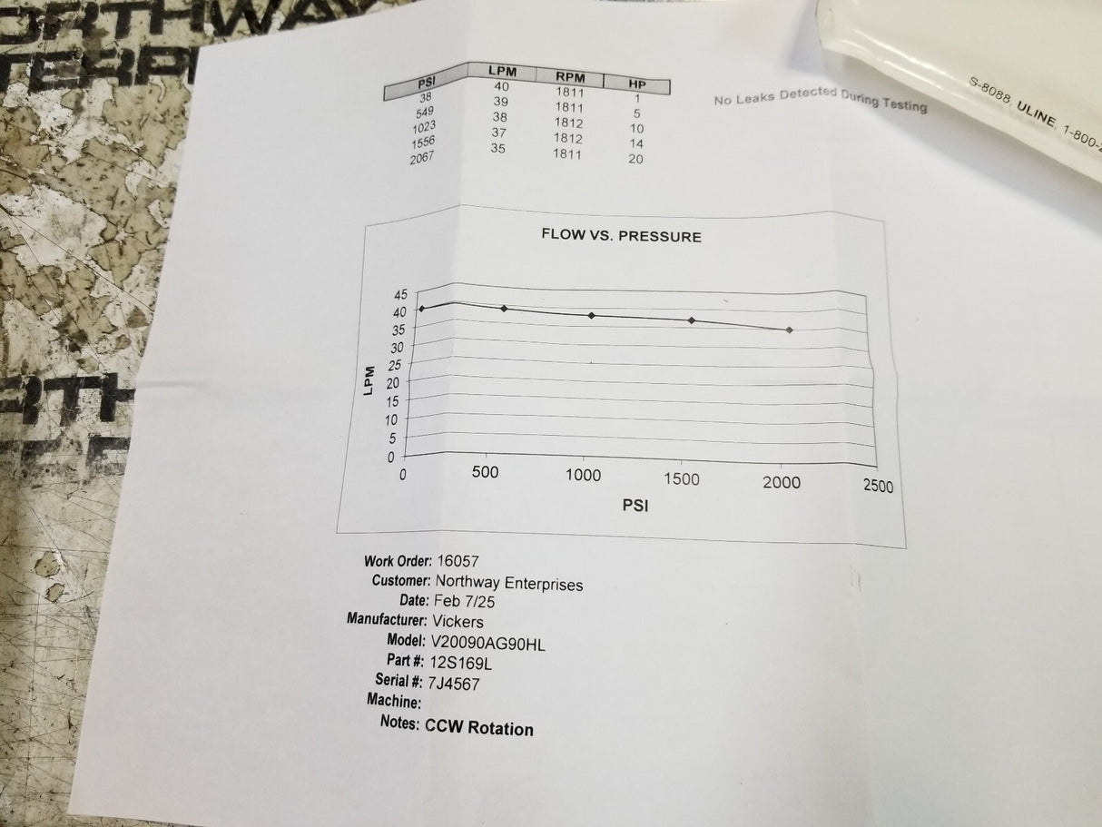 VICKERS 12S169L v20090ag90hl ccw rotation hydraulic pump