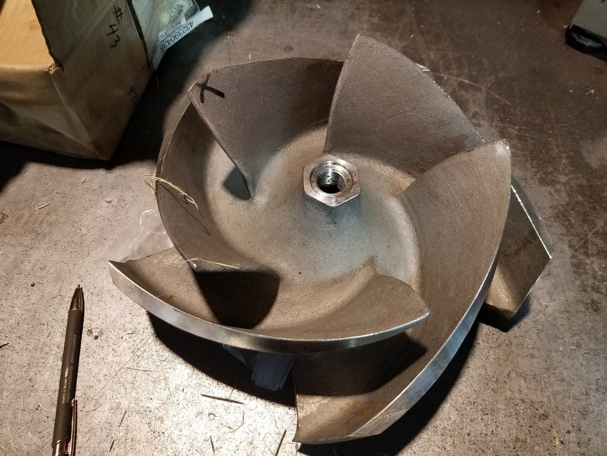 0D02490A02 1203 3196xlt 8x10-13 Stainless 5-vane Pump Impeller 12-3/8in Od
