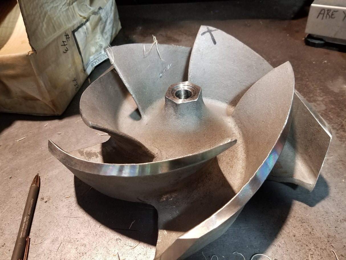 0D02490A02 1203 3196xlt 8x10-13 Stainless 5-vane Pump Impeller 12-3/8in Od