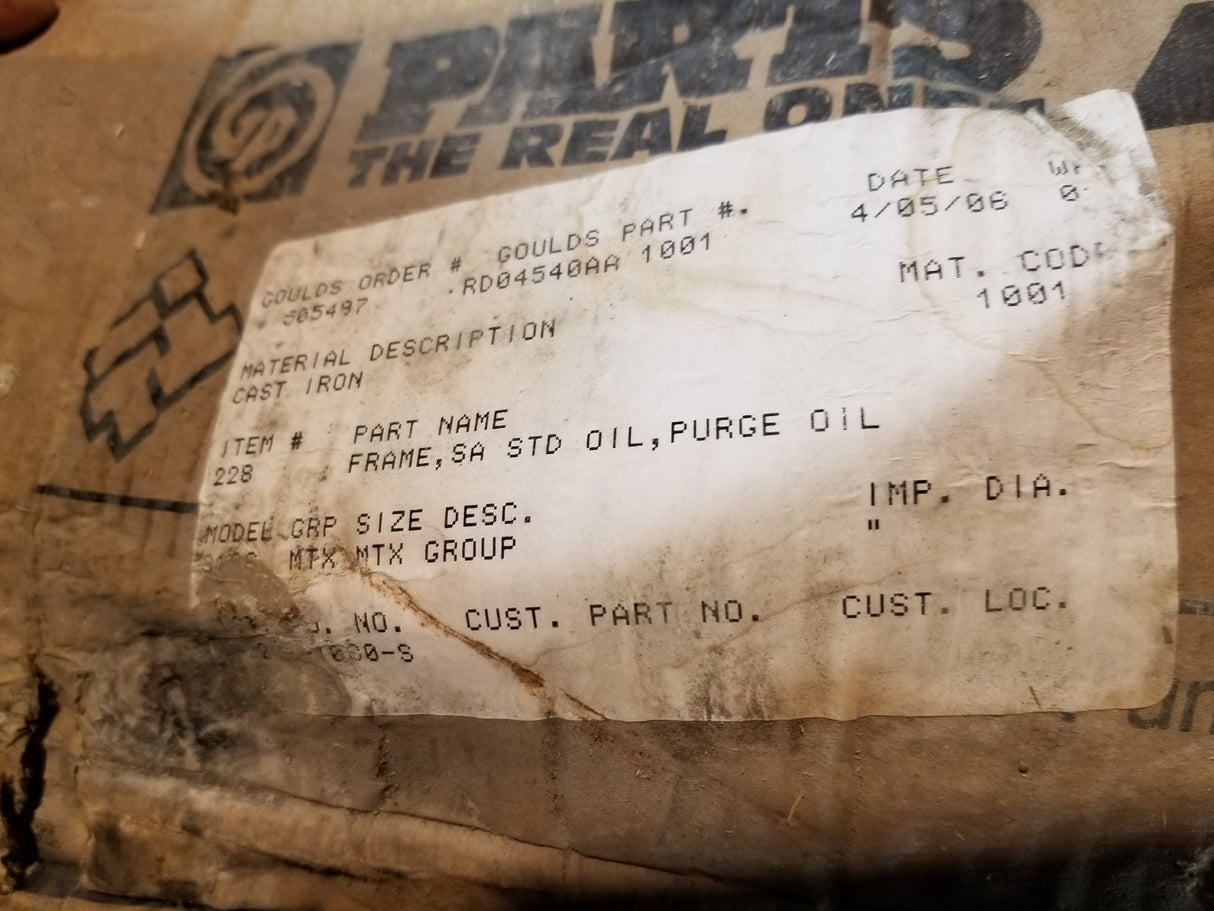 GOULDS RD04540AA-1001 96M228-DI 2196 RD04540AA PUMP FRAME MTX 63983