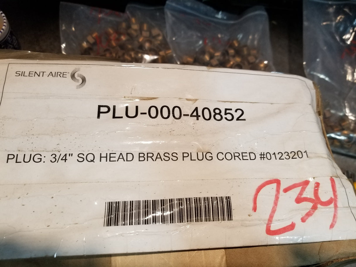 1 BAG OF 34 PC 3/4" NPT Male Cored Thread Square Head Brass Square Plug Fitting