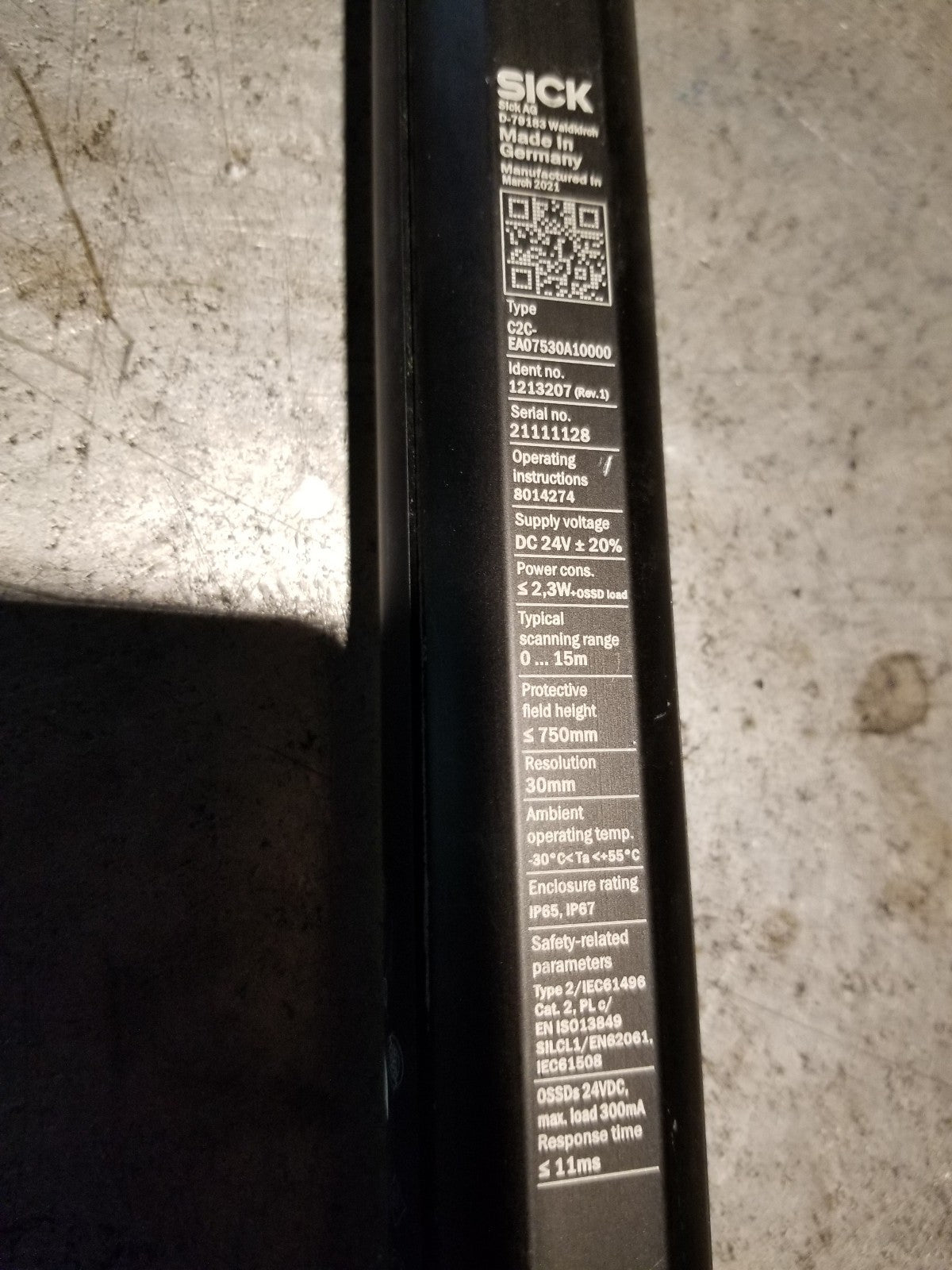 SICK C2C-EA07530A10000 Detec2 Core D-79183 Safety Light Curtain Barrier SN1128