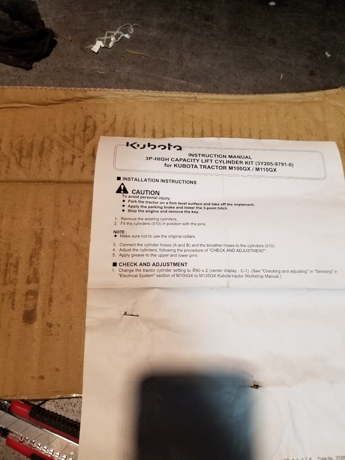 M9122 3P-HIGH CAPACITY LIFT CYLINDER KIT 3Y205-9791-01 3Y205-9791 3Y203-94612