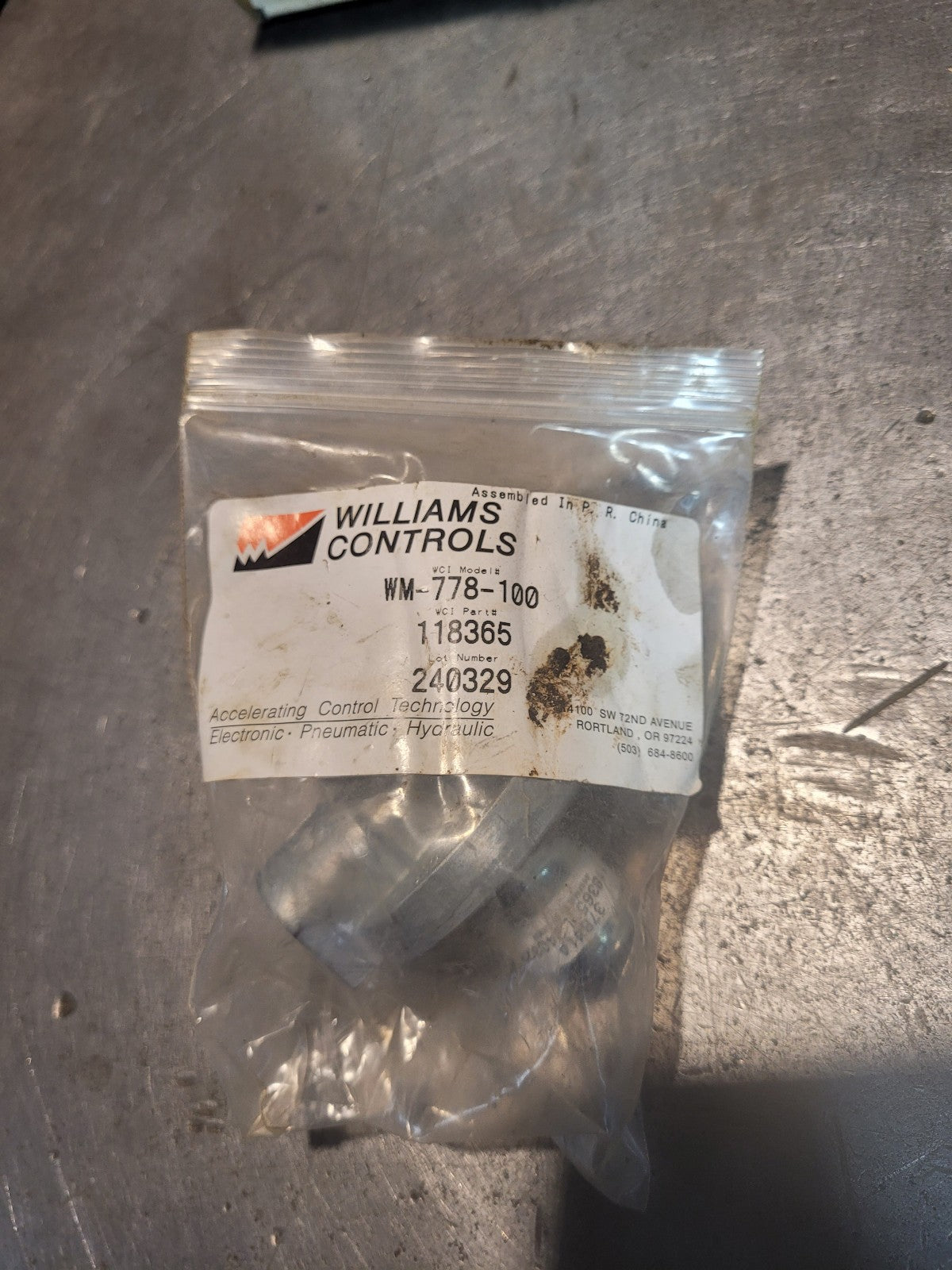 WM-778-100 WM778 Williams Controls WM778-100 Pressure Protection Valve
