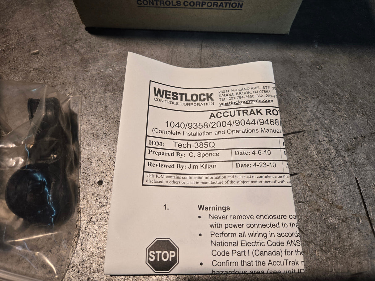 WESTLOCK ACCUTRAK VALVE POSITION MONITOR 9468 9468DBY2A2M0600