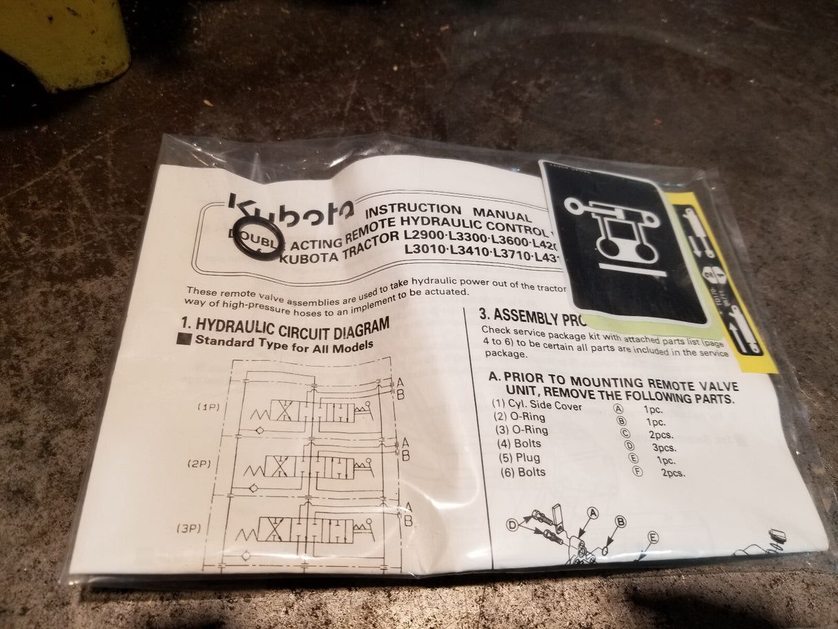 L8407 1st Position Rear Remote Valve Kit - Grand L10 Series - Older Std L & MX5