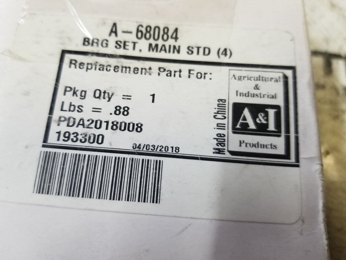 A&I A-68084 Bearing Set, Main (Std, set of 4) Match PN: 68084