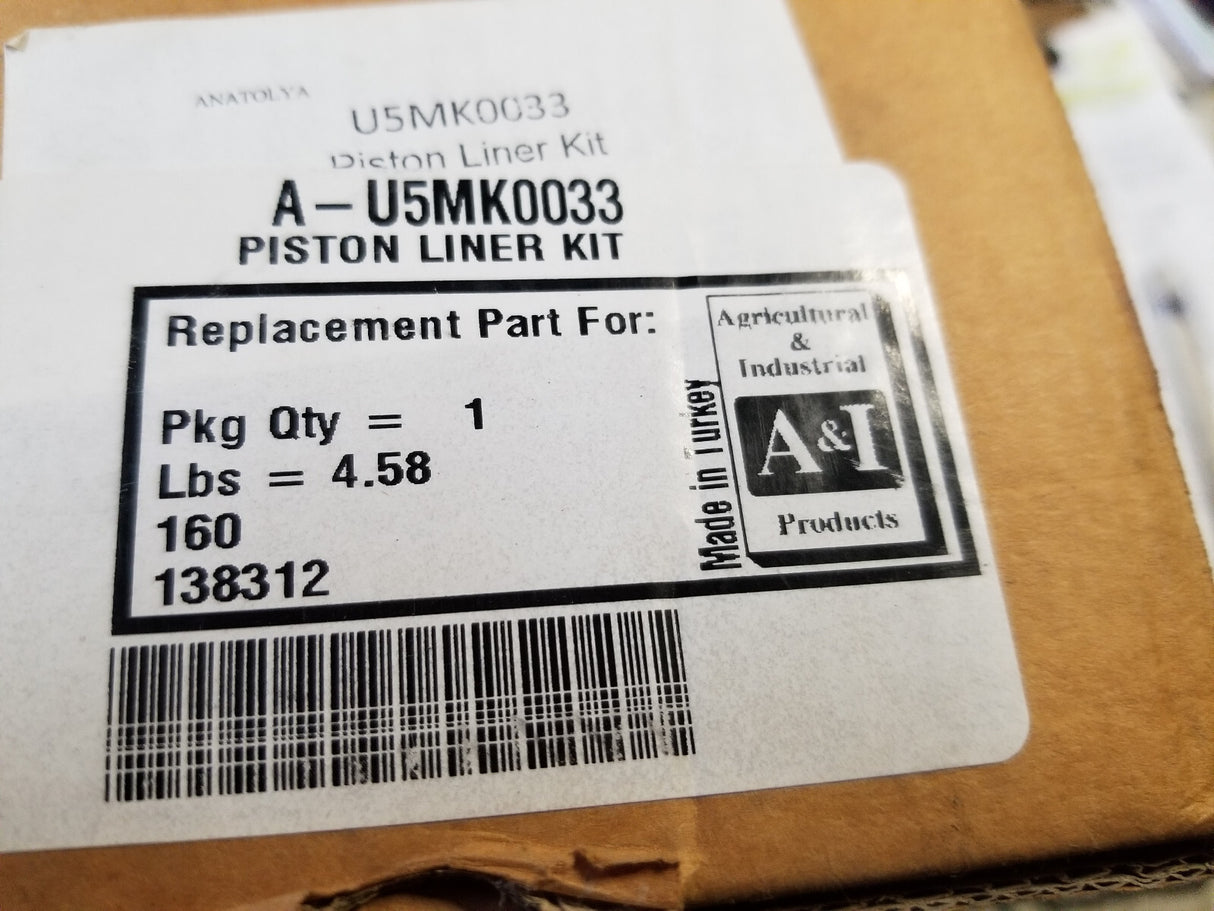 U5MK0033 PISTON LINER KIT A-U5MK0033 PISTON/LINER AND RINGS AS SHOWN