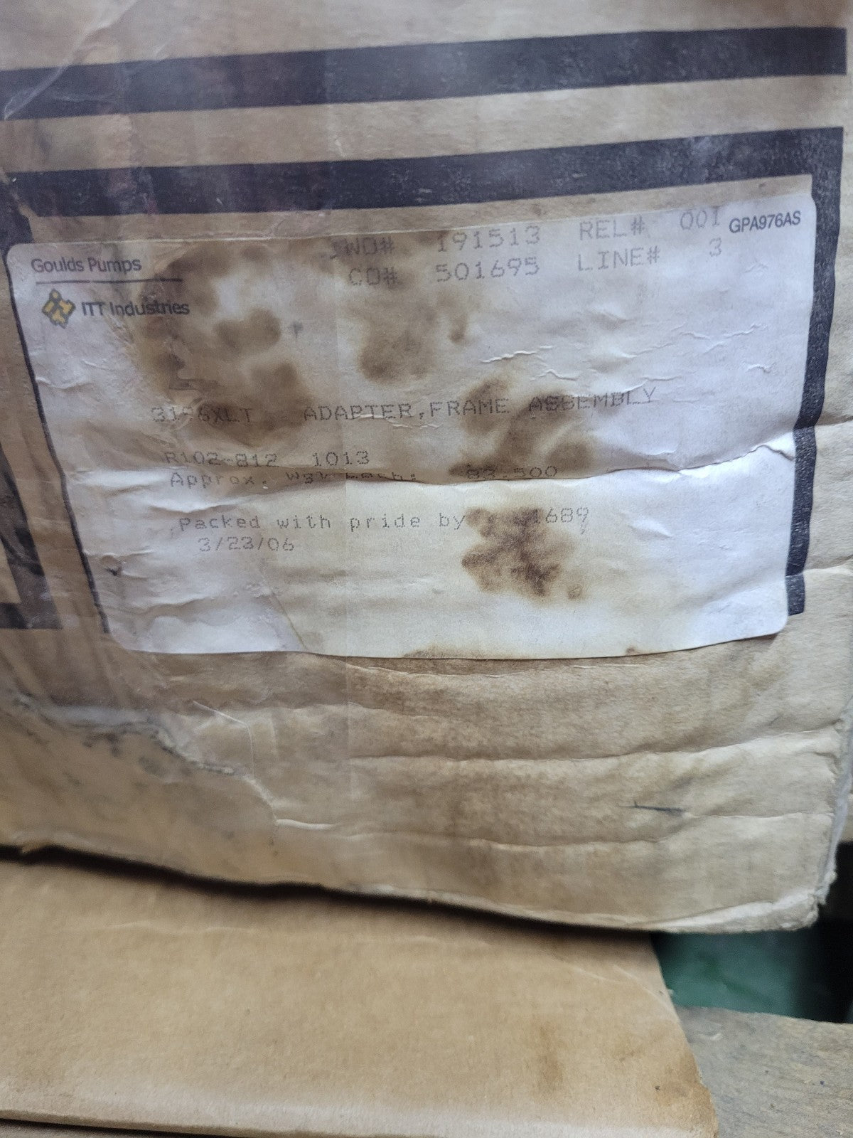 R102-812-1013 GOULDS Iron Pump Frame Adapter Fits Goulds 3196xltx 13in