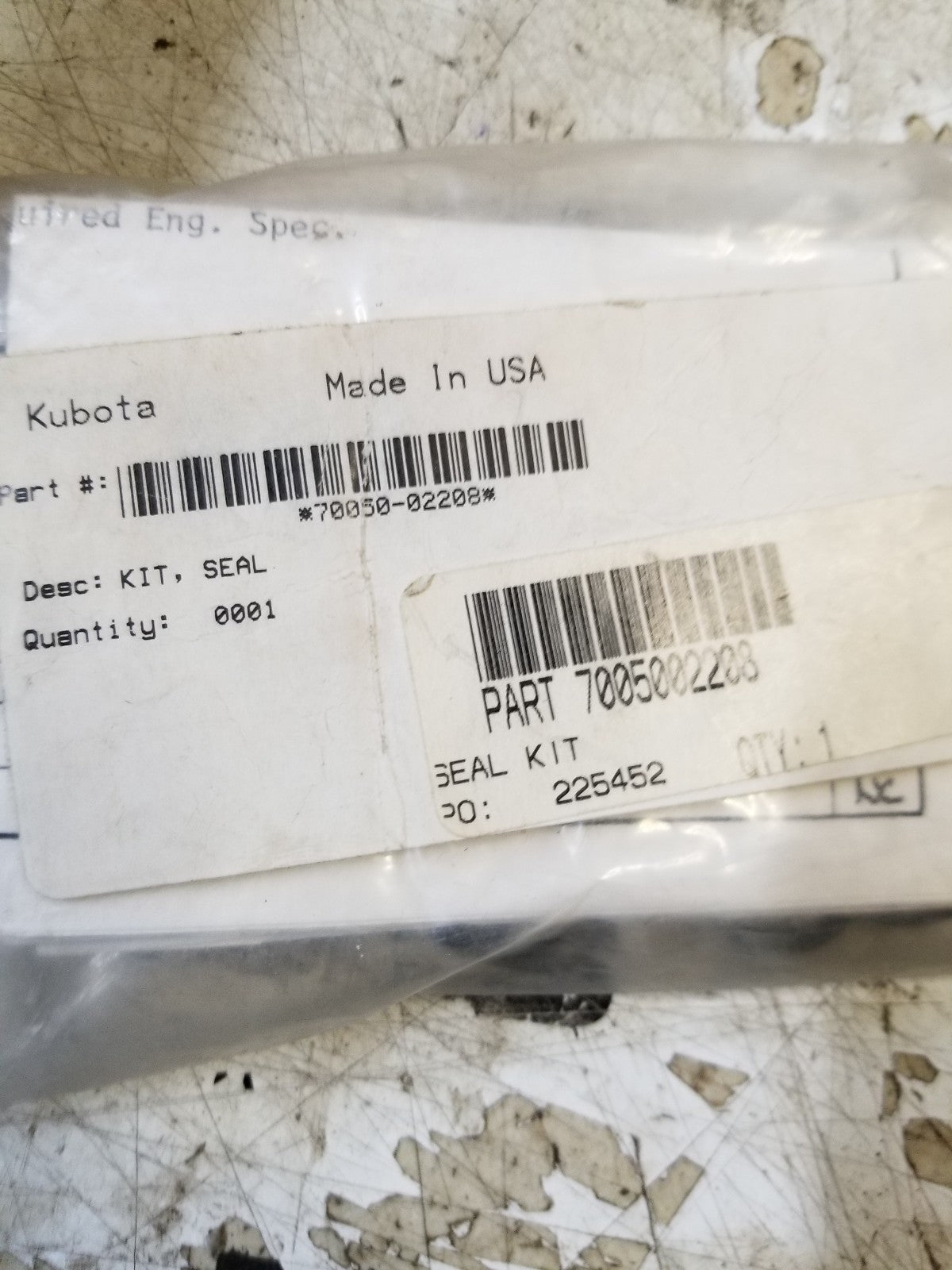 7005002208 70050-02208 CONTROL VALVE SEAL KIT