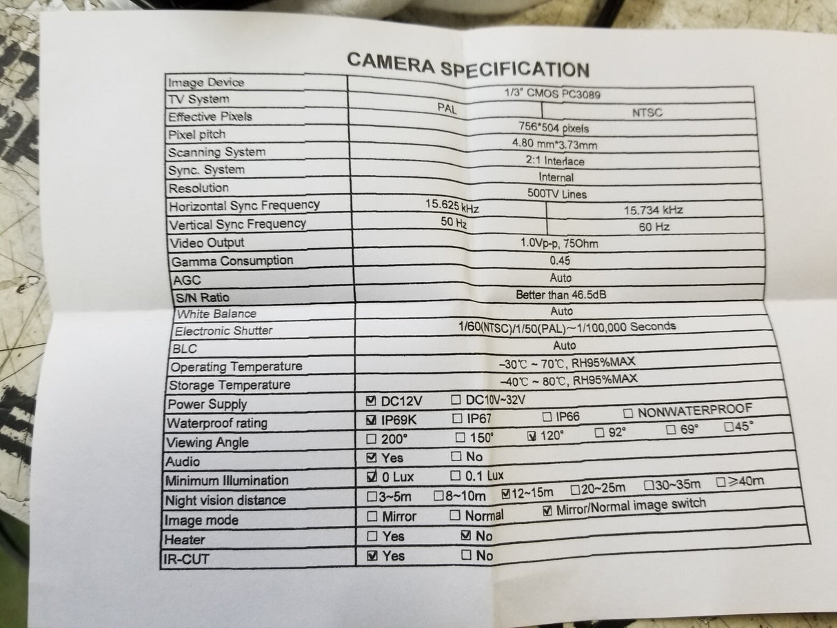 CAB CAM A-VSIC110 WIRED INFARED CAMERA