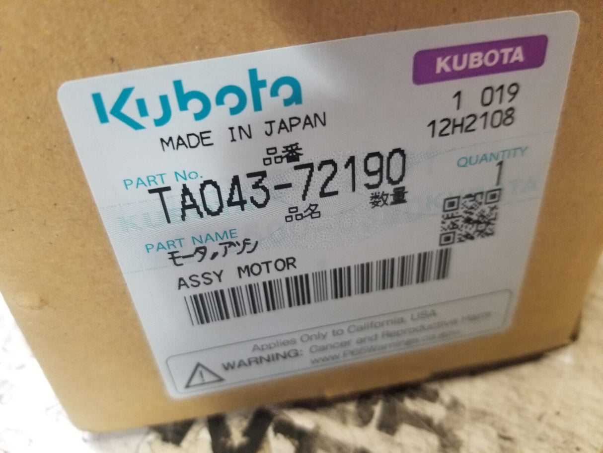 Blower Motor 12 Volt Single Speed Double Shaft fits Kubota KX121-3ST TA043-72190
