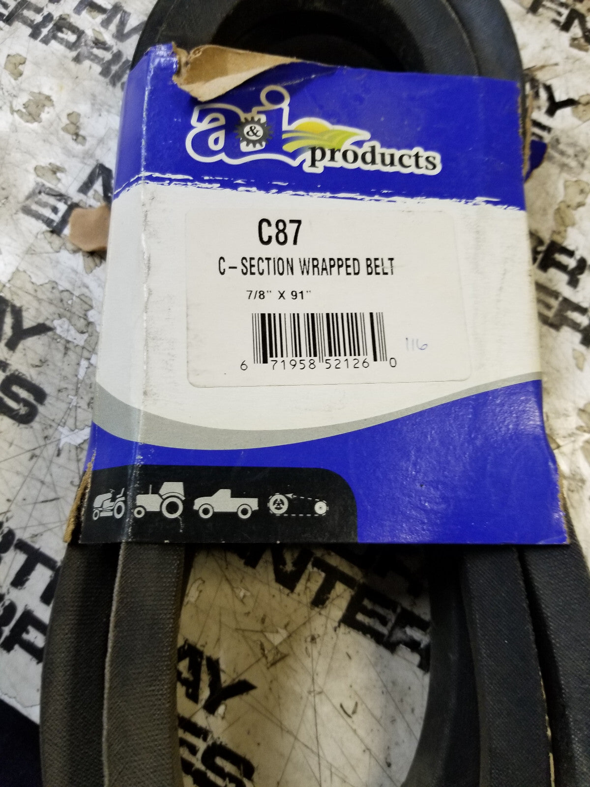 C87 C-SECTION WRAPPED BELT 7/8" X 91"