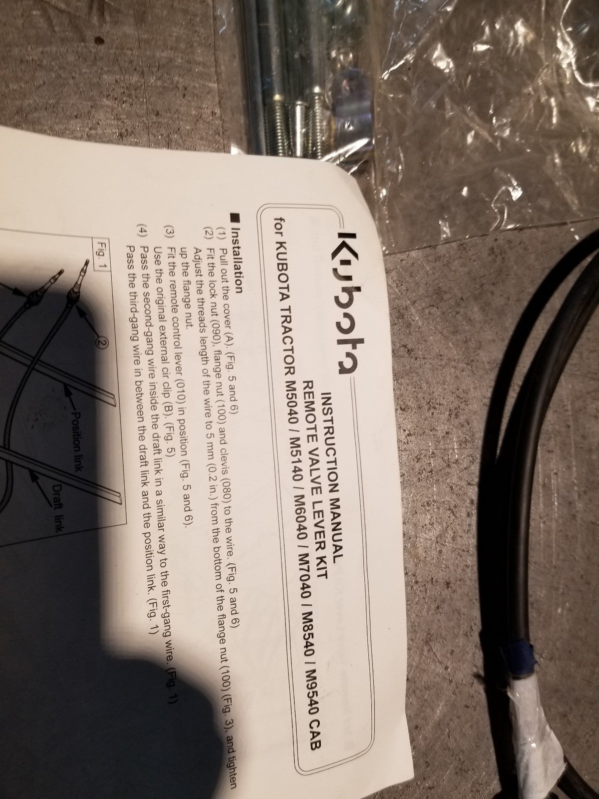 KUBOTA M7612 2ND POSITION VALVE LEVER KIT