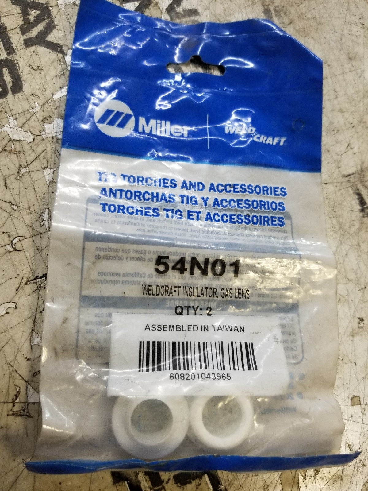 LOT OF 4 BAGS - MILLER 54N01 GAS LENS INSULATOR, FOR 17- 18 OR 26 SERIES