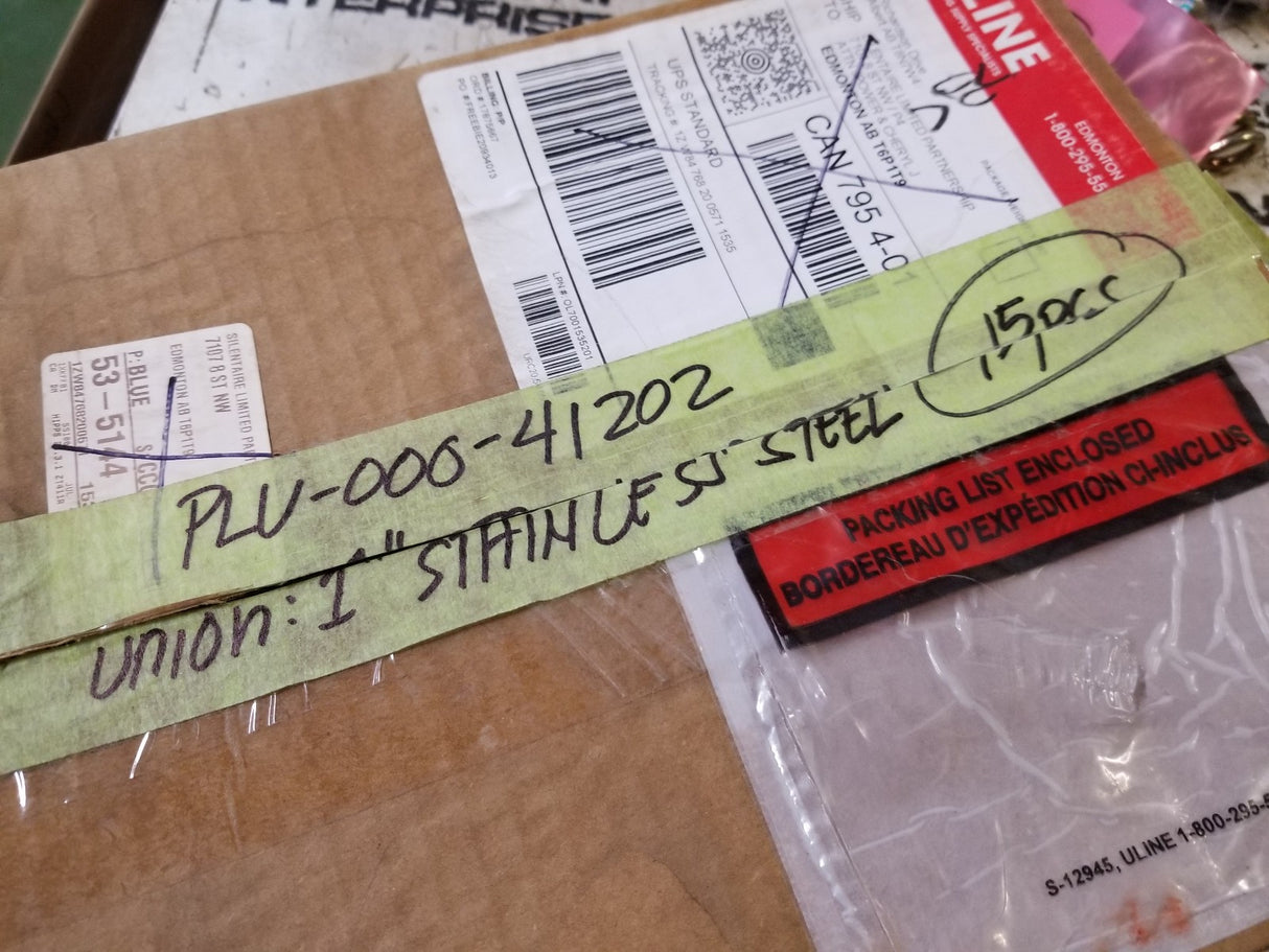 15PC - PLU-000-41202 1 INCH NPT STAINLESS STEEL UNION 316 STAINLESS STEEL,