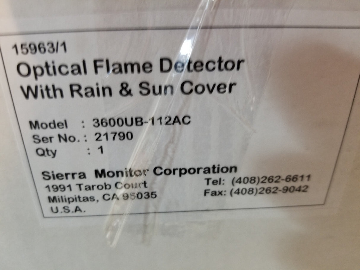 NEW Sierra 3600ub-112ac UV optical flame detector 850-00009-01 3000UB112AC