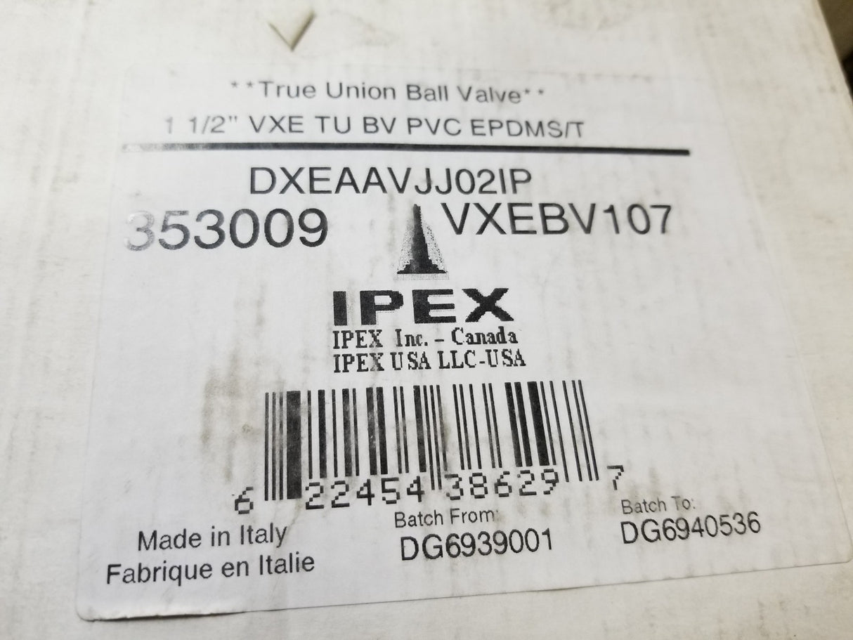 VXEBV107 IPEX VXE Series 1-1/2" True Union Ball Valve, Socket & Threaded Ends