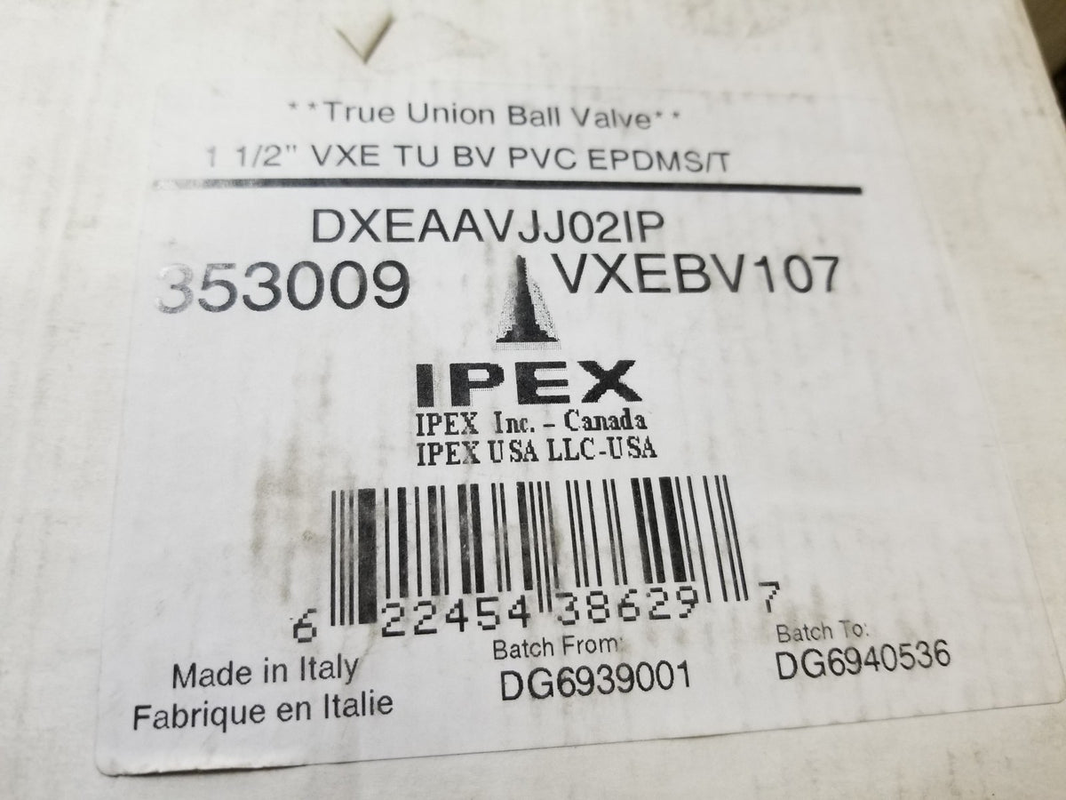 VXEBV107 IPEX VXE Series 1-1/2" True Union Ball Valve, Socket & Threaded Ends