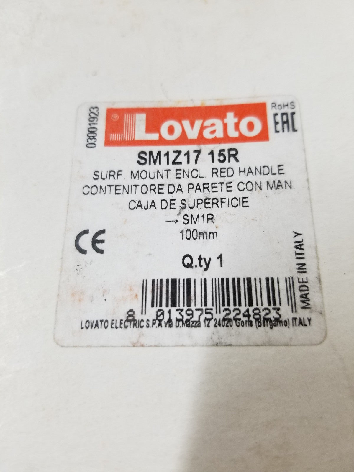 NEW SM1Z1715R LOVATO ELECTRIC SM1Z1715R Surface Mount Enclosure IP65