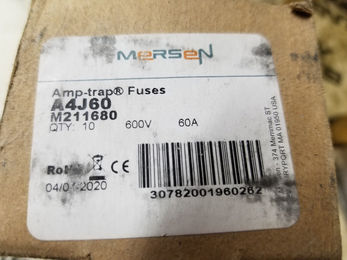 1 BOX OF 10 FUSES - LITTLEFUSE A4J60 600V 60A