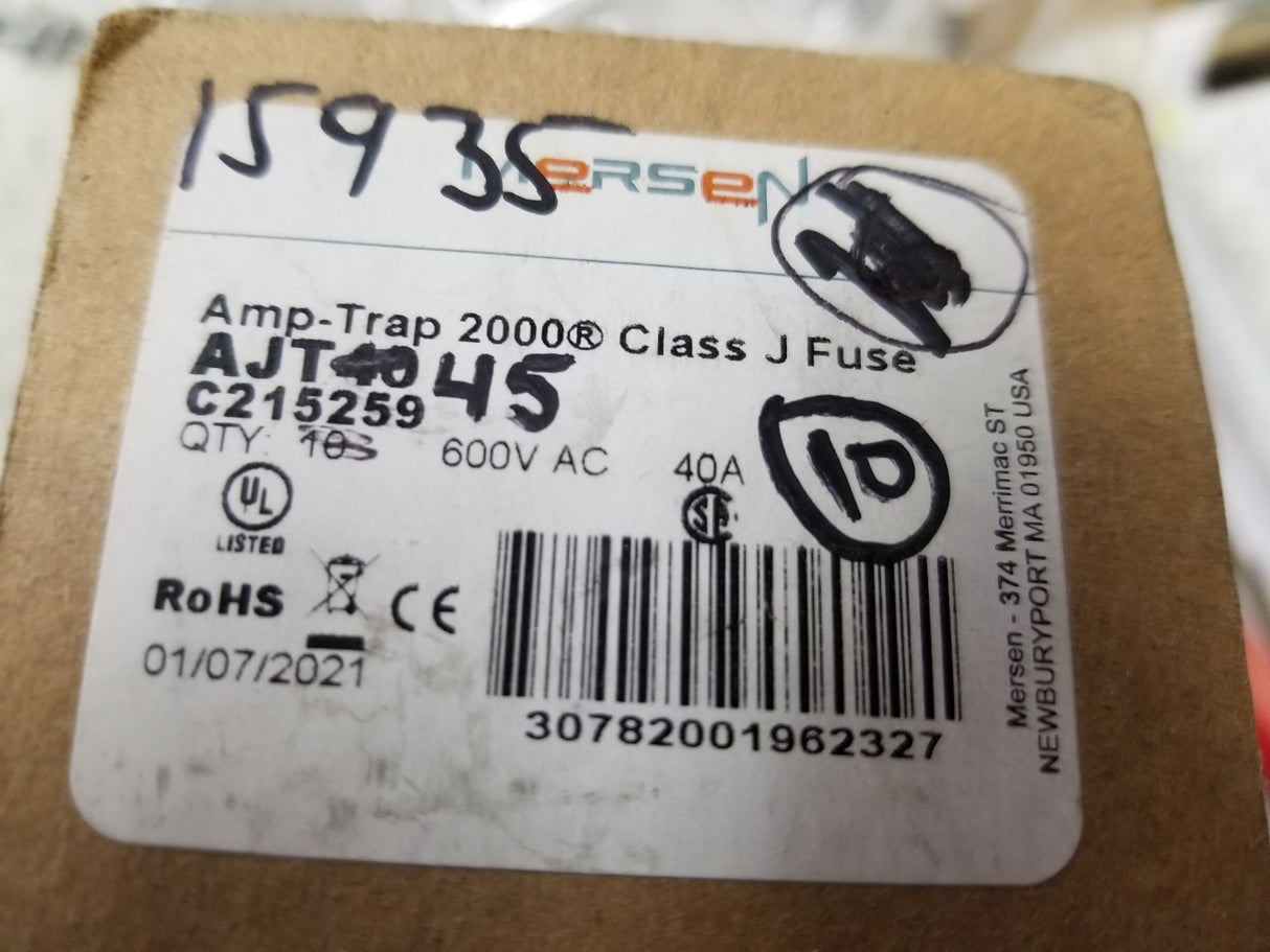 1 BOX OF 13 FUSES - AJT45 Mersen AJT45 AJT45N 45A 600Vac FUSE