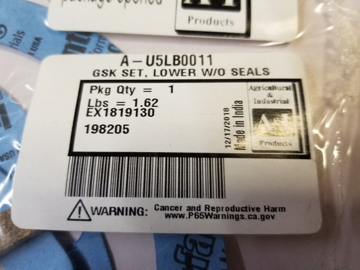 A&I A-U5LB0011 Gasket Set, Lower without Seals U5LB0011
