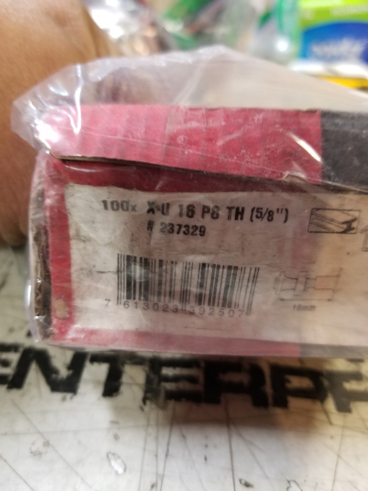1- BOX - Hilti X-u 16 P8 Th Steel Top Hat Pins 237239 1 BOX OF 100 PINS